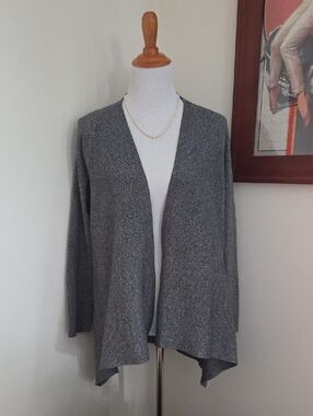 Dana Buchman Classic Open-Front Gray Women's Sweater Cardigan